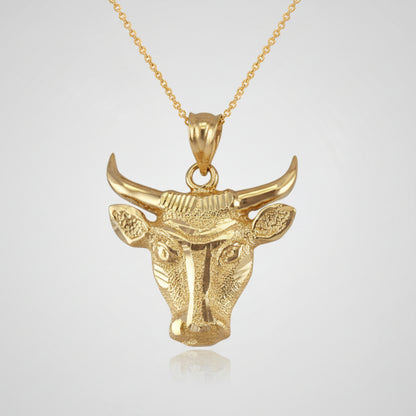 Gold Bull Head DC Pendant Necklace (10K, 14K, yellow, white, rose gold) Karma Blingz