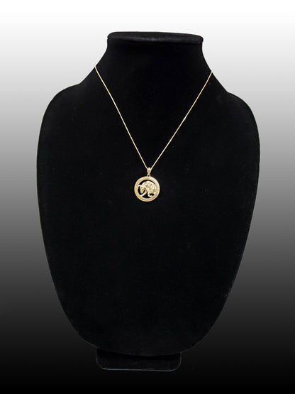 Gold Taurus Zodiac Sign Medallion Pendant Necklace (yellow, white, rose, 10K, 14K) Karma Blingz