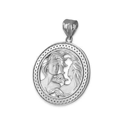 Sterling Silver Zodiac Open Medallion Satin DC Pendant Necklace Karma Blingz