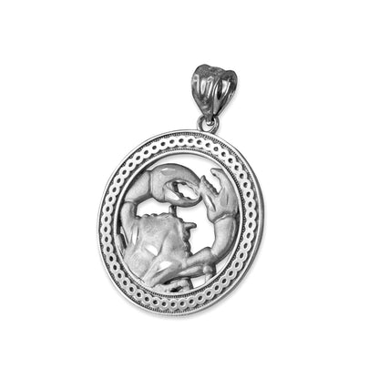Sterling Silver Zodiac Open Medallion Satin DC Pendant Necklace Karma Blingz