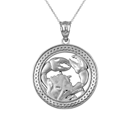 Sterling Silver Zodiac Open Medallion Satin DC Pendant Necklace Karma Blingz