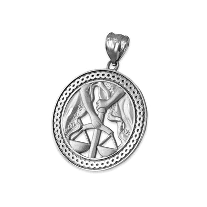 Sterling Silver Zodiac Open Medallion Satin DC Pendant Necklace Karma Blingz
