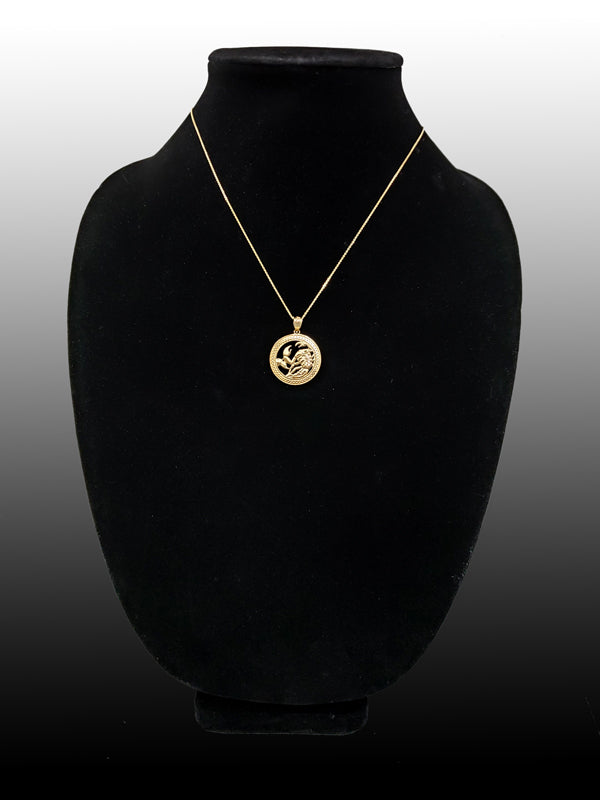 Gold Scorpio Zodiac Sign Medallion Pendant Necklace (yellow, white, rose, 10K, 14K) Karma Blingz