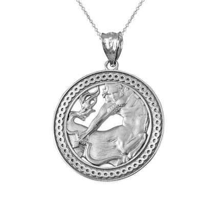 Sterling Silver Zodiac Open Medallion Satin DC Pendant Necklace Karma Blingz