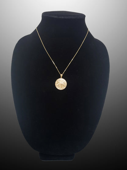 Gold Saint Jude Medal Pendant Necklace (yellow, white, rose, 2-tone, 10k, 14k) Karma Blingz