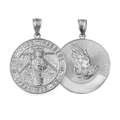Gold Saint Jude Medal Pendant Necklace (yellow, white, rose, 2-tone, 10k, 14k) Karma Blingz