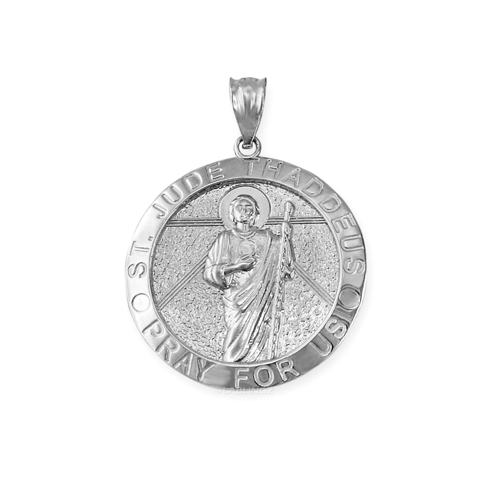 Sterling Silver St. Jude Thaddeus Medal Pendant Necklace Karma Blingz