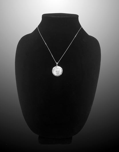 Gold St. Jude Thaddeus Medal Pendant Necklace (yellow, white, rose, 2-tone, 10k, 14k) Karma Blingz