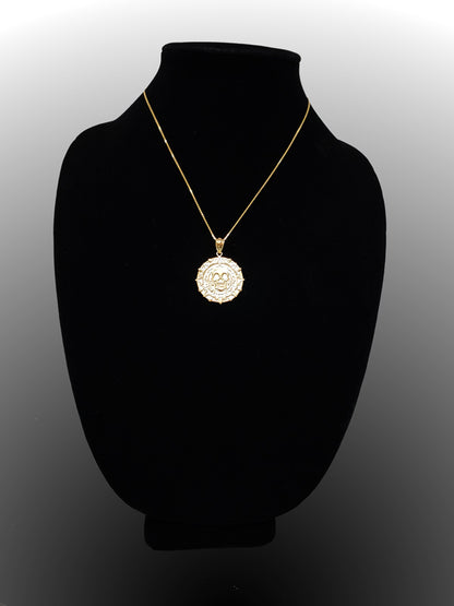 Gold Aztec Coin Pirates of The Caribbean Skull Medallion Pendant Necklace (yellow, white, rose) Karma Blingz