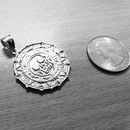 Sterling Silver Aztec Coin Pirates of The Caribbean Skull Medallion Pendant Necklace Karma Blingz