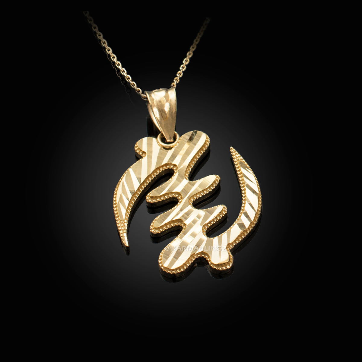 Gold African Adinkra Gye Nyame DC Pendant Necklace (yellow, white, rose gold, 10K, 14K) Karma Blingz