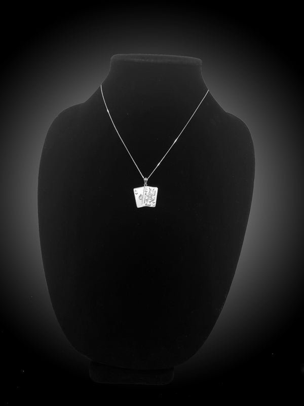 Sterling Silver Ace and King of Spades Playing Cards Pendant Necklace Karma Blingz