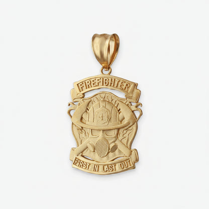 Satin Gold Firefighter Pendant Necklace (14K, 10K, yellow, white, rose gold) Karma Blingz