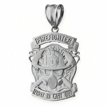 Satin Gold Firefighter Pendant Necklace (14K, 10K, yellow, white, rose gold) Karma Blingz