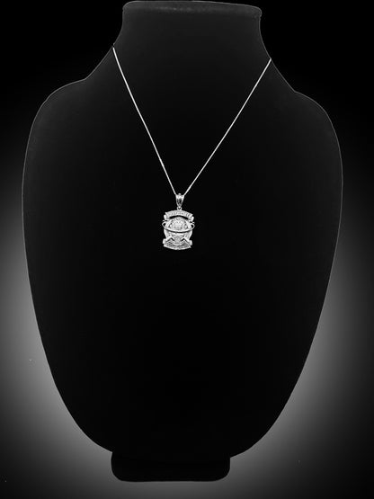 Satin Sterling Silver Firefighter Pendant Necklace Karma Blingz