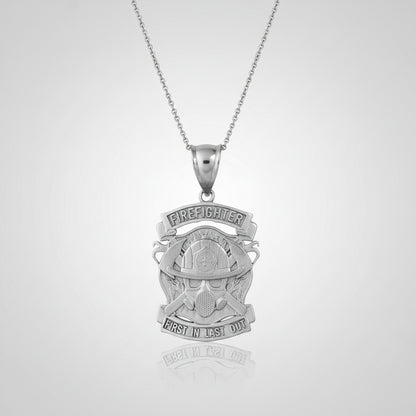 Satin Gold Firefighter Pendant Necklace (14K, 10K, yellow, white, rose gold) Karma Blingz
