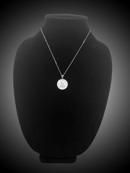 Gold St. Benedict Reversible Medal Cross Pendant Necklace (yellow, white, 2-tone, rose gold, 10k, 14k,) Karma Blingz