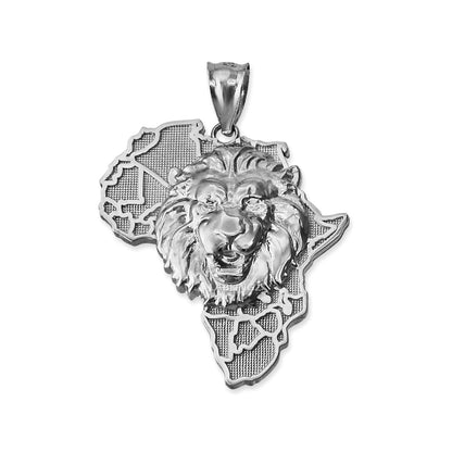 Gold African Lion Pendant Necklace (yellow, white, rose, 2-tone gold, 10K, 14K) Karma Blingz