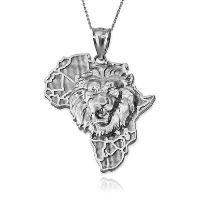 Gold African Lion Pendant Necklace (yellow, white, rose, 2-tone gold, 10K, 14K) Karma Blingz