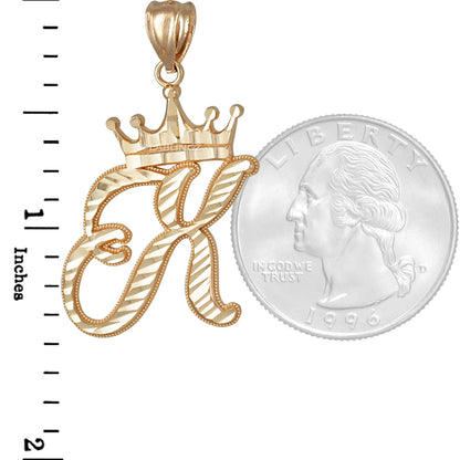 Gold Alphabet Cursive Letter 'X' Initial DC Pendant Necklace (yellow, white, rose, 10K, 14K) Karma Blingz