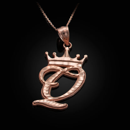 Gold Alphabet Cursive Letter 'Q' Initial DC Pendant Necklace (yellow, white, rose, 10K, 14K) Karma Blingz