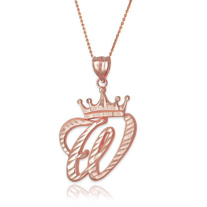 Gold Alphabet Cursive Letter 'W' Initial DC Pendant Necklace (yellow, white, rose, 10K, 14K) Karma Blingz