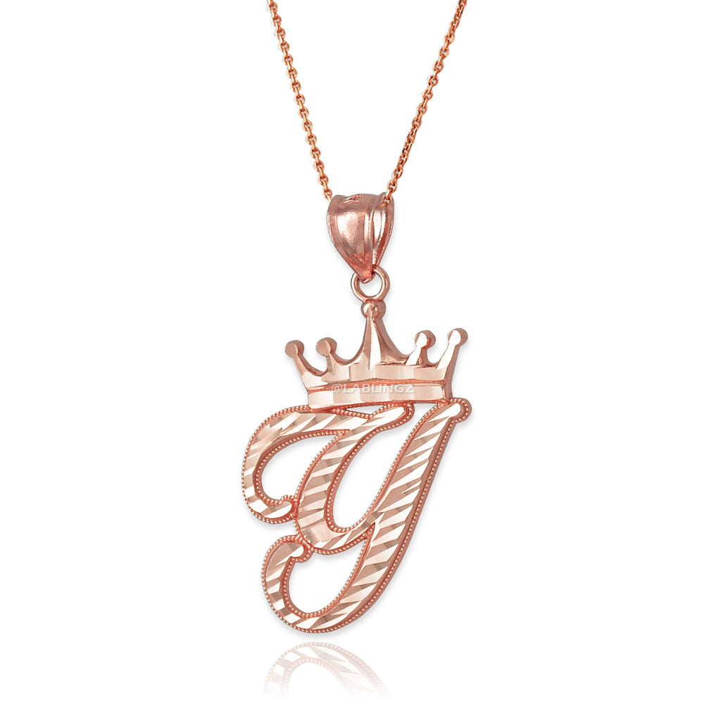 Gold Alphabet Cursive Letter 'Y' Initial DC Pendant Necklace (yellow, white, rose, 10K, 14K) Karma Blingz