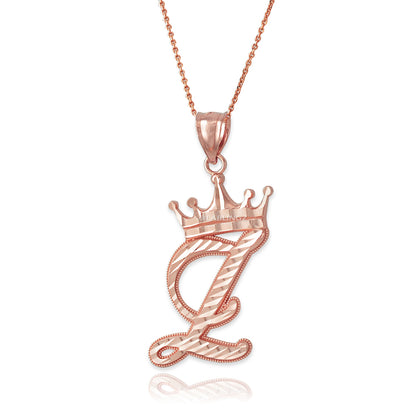 Gold Alphabet Cursive Letter 'Z' Initial DC Pendant Necklace (yellow, white, rose, 10K, 14K) Karma Blingz