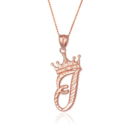 Gold Alphabet Cursive Letter 'I' Initial DC Pendant Necklace (yellow, white, rose, 10K, 14K) Karma Blingz