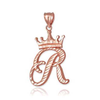 Gold Alphabet Cursive Letter 'R' Initial DC Pendant Necklace (yellow, white, rose, 10K, 14K) Karma Blingz