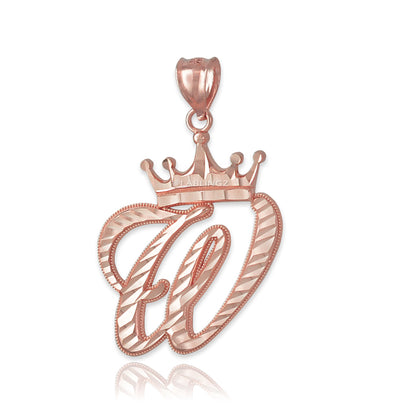 Gold Alphabet Cursive Letter 'W' Initial DC Pendant Necklace (yellow, white, rose, 10K, 14K) Karma Blingz