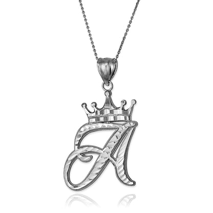 Gold Alphabet Cursive Letter 'A' Initial DC Pendant Necklace (yellow, white, rose, 10K, 14K) Karma Blingz