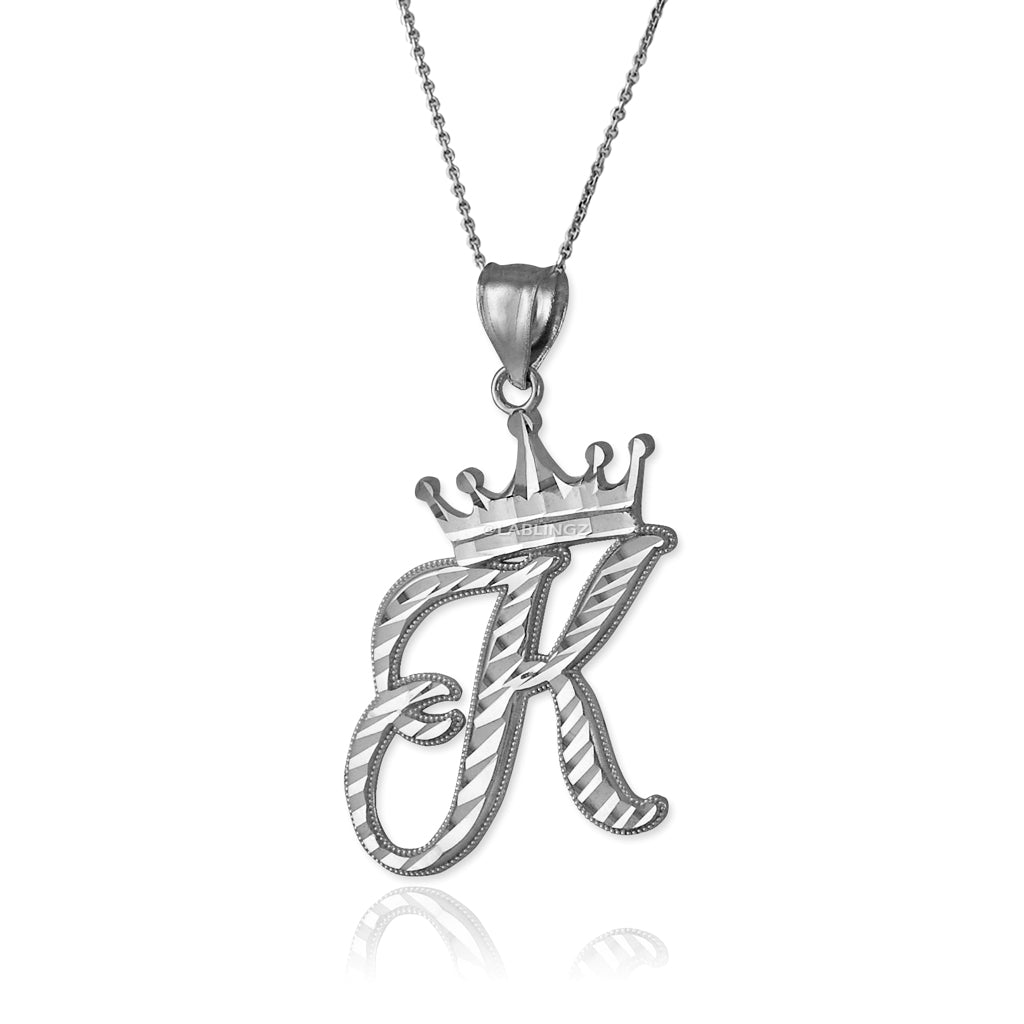 Gold Alphabet Cursive Letter 'K' Initial DC Pendant Necklace (yellow, white, rose, 10K, 14K) Karma Blingz