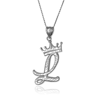 Gold Alphabet Cursive Letter 'L' Initial DC Pendant Necklace (yellow, white, rose, 10K, 14K) Karma Blingz