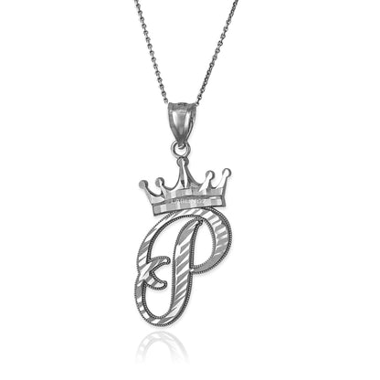 Gold Alphabet Cursive Letter 'P' Initial DC Pendant Necklace (yellow, white, rose, 10K, 14K) Karma Blingz