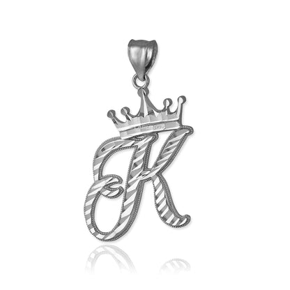 Gold Alphabet Cursive Letter 'K' Initial DC Pendant Necklace (yellow, white, rose, 10K, 14K) Karma Blingz