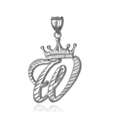 Gold Alphabet Cursive Letter 'W' Initial DC Pendant Necklace (yellow, white, rose, 10K, 14K) Karma Blingz