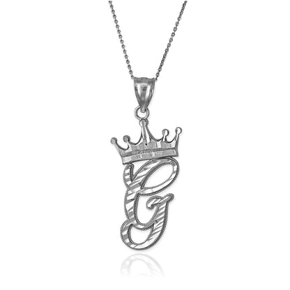 Gold Alphabet Cursive Letter 'G' Initial DC Pendant Necklace (yellow, white, rose, 10K, 14K) Karma Blingz