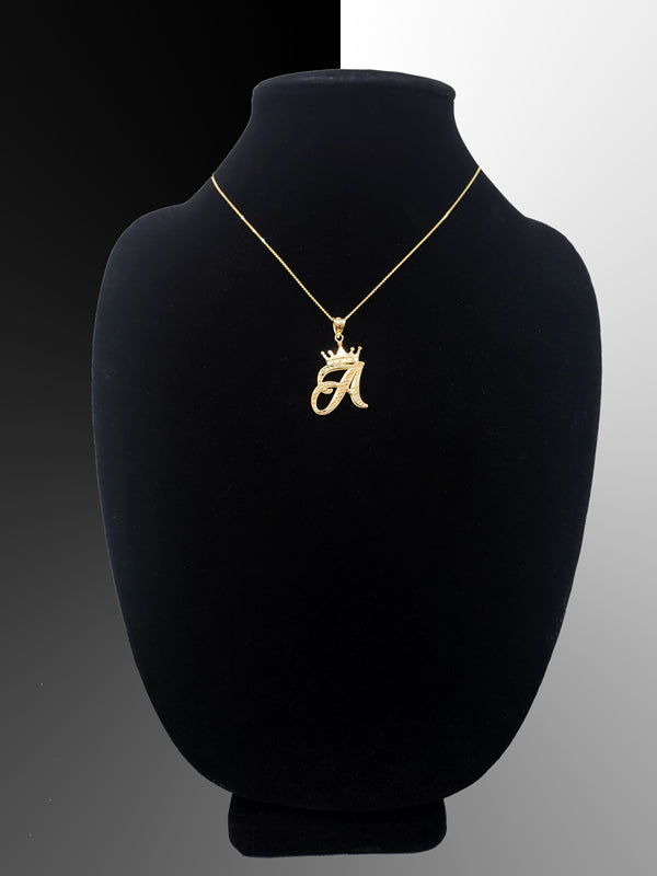 Gold Alphabet Cursive Letter 'A' Initial DC Pendant Necklace (yellow, white, rose, 10K, 14K) Karma Blingz