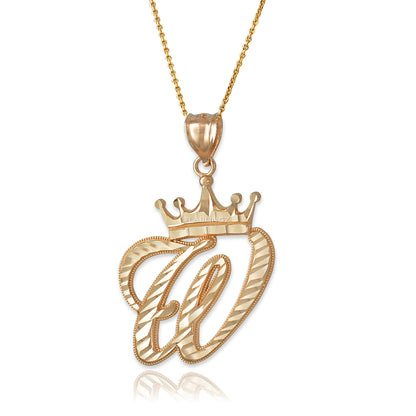 Gold Alphabet Cursive Letter 'W' Initial DC Pendant Necklace (yellow, white, rose, 10K, 14K) Karma Blingz