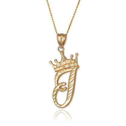 Gold Alphabet Cursive Letter 'I' Initial DC Pendant Necklace (yellow, white, rose, 10K, 14K) Karma Blingz