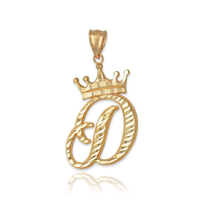 Gold Alphabet Cursive Letter 'D' Initial DC Pendant Necklace (yellow, white, rose, 10K, 14K) Karma Blingz