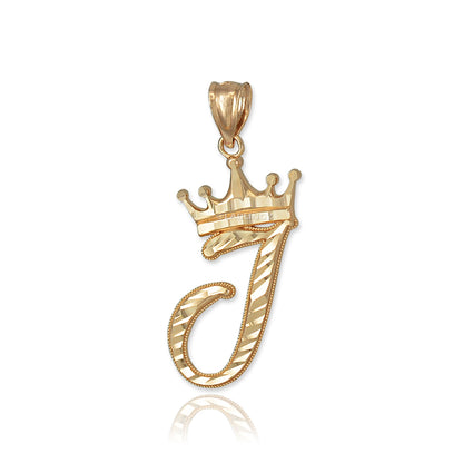 Gold Alphabet Cursive Letter 'J' Initial DC Pendant Necklace (yellow, white, rose, 10K, 14K) Karma Blingz