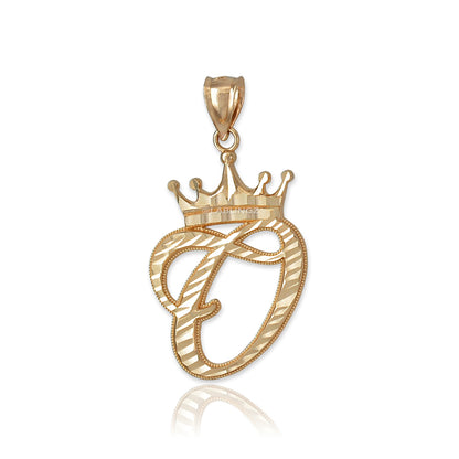 Gold Alphabet Cursive Letter 'O' Initial DC Pendant Necklace (yellow, white, rose, 10K, 14K) Karma Blingz