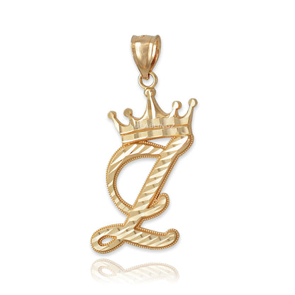 Gold Alphabet Cursive Letter 'Z' Initial DC Pendant Necklace (yellow, white, rose, 10K, 14K) Karma Blingz