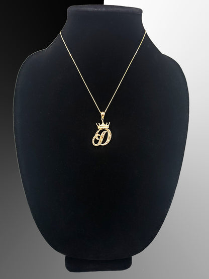 Gold Alphabet Cursive Letter 'D' Initial DC Pendant Necklace (yellow, white, rose, 10K, 14K) Karma Blingz