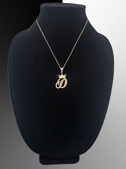 Gold Alphabet Cursive Letter 'E' Initial DC Pendant Necklace (yellow, white, rose, 10K, 14K) Karma Blingz