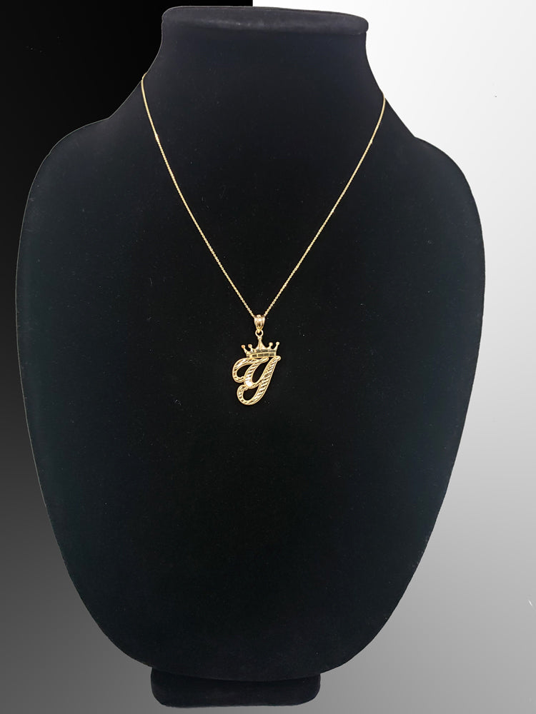 Gold Alphabet Cursive Letter 'Y' Initial DC Pendant Necklace (yellow, white, rose, 10K, 14K) Karma Blingz