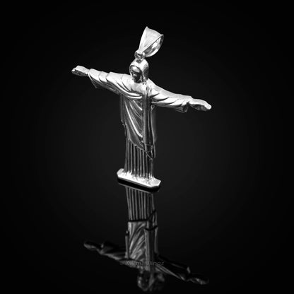 Gold Jesus Christ The Redeemer Brazil Rio Statue Pendant (14k, 10k, yellow, white, rose gold) Karma Blingz