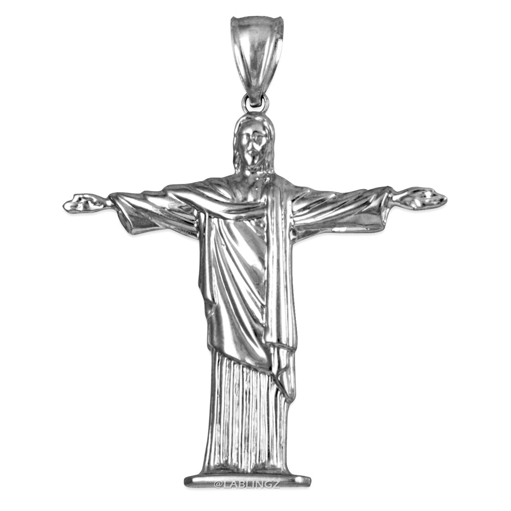 Sterling Silver Jesus Christ The Redeemer Cross Brazil Rio Statue Pendant Karma Blingz